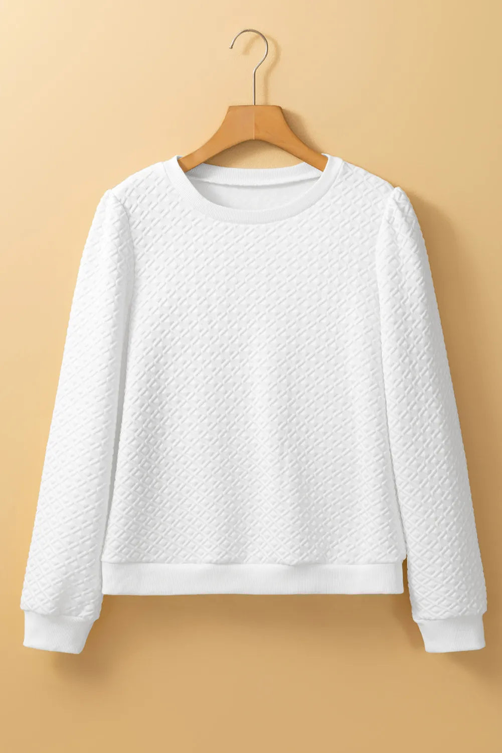 Textured round neck long sleeve top