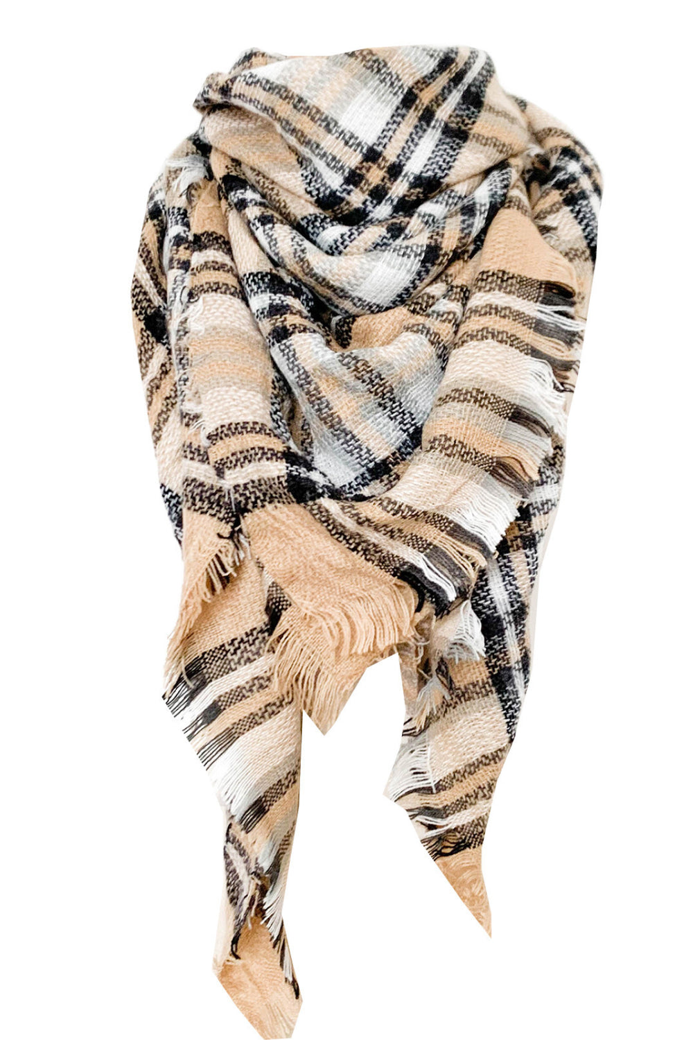 Faux cashmere plaid scarf - style l / one size