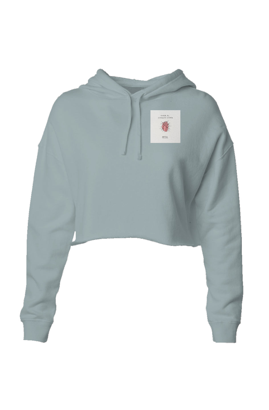 Heartfelt Style: Lightweight Crop Hoodie with Heart Patch