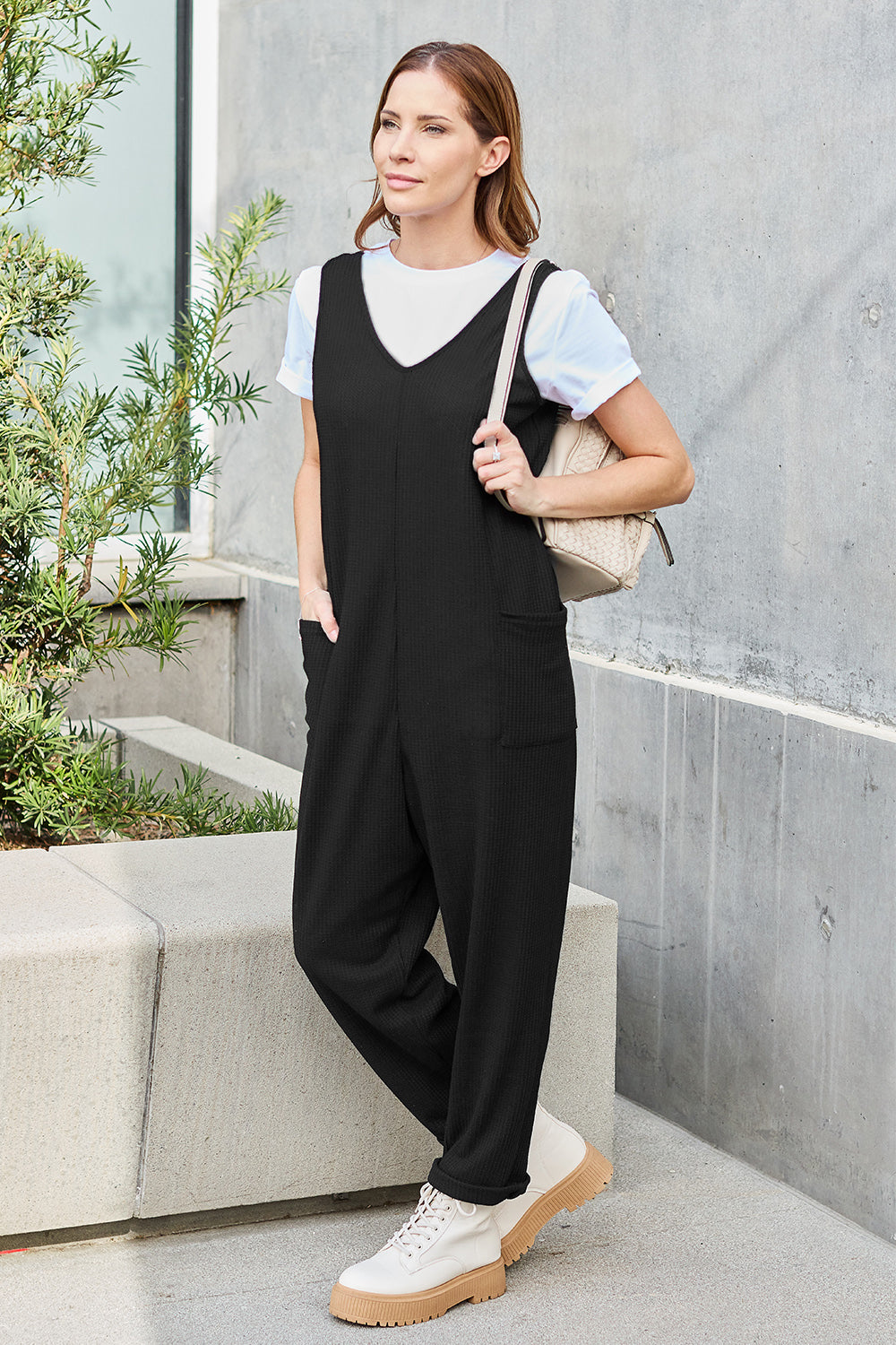 Double take full size sleeveless straight jumpsuit