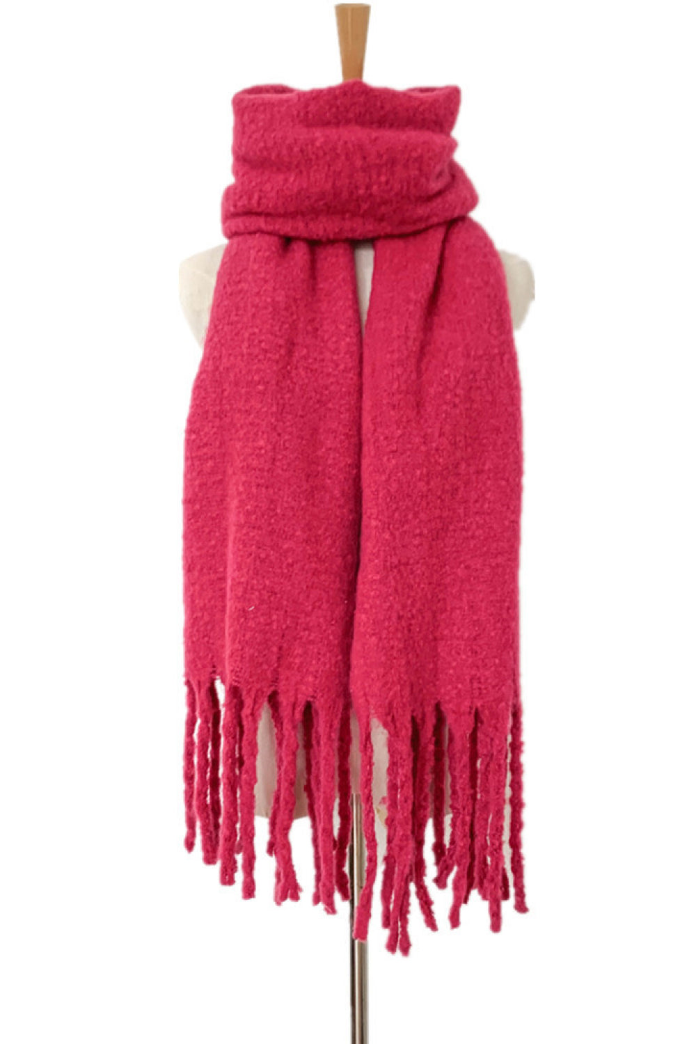 Fringe detail polyester scarf - hot pink / one size