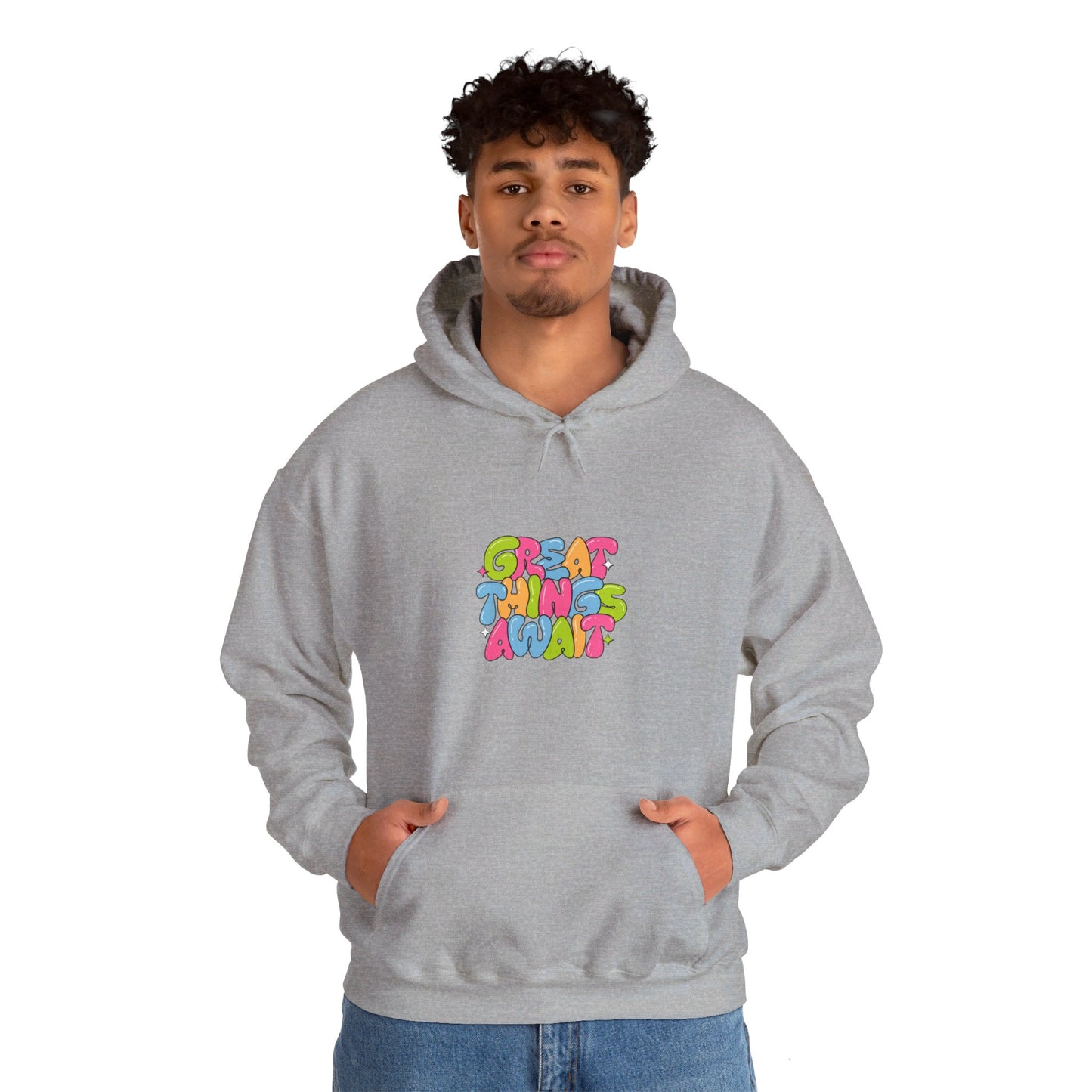 Kay chimba great things await unisex heavy blend™ hooded sweatshirt - sport grey / s - hoodie