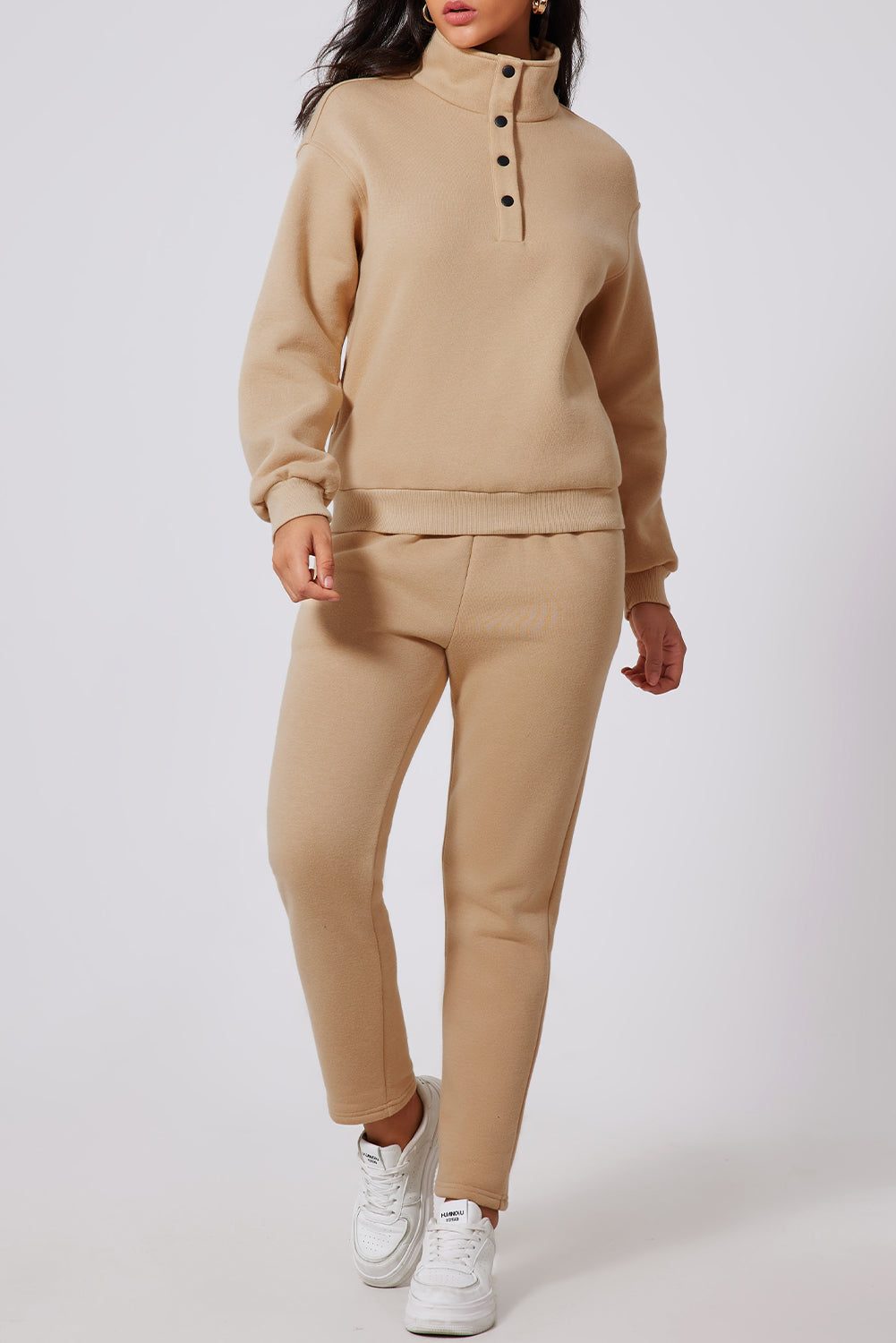 Half snap turtleneck top and pants active set - dust storm / s