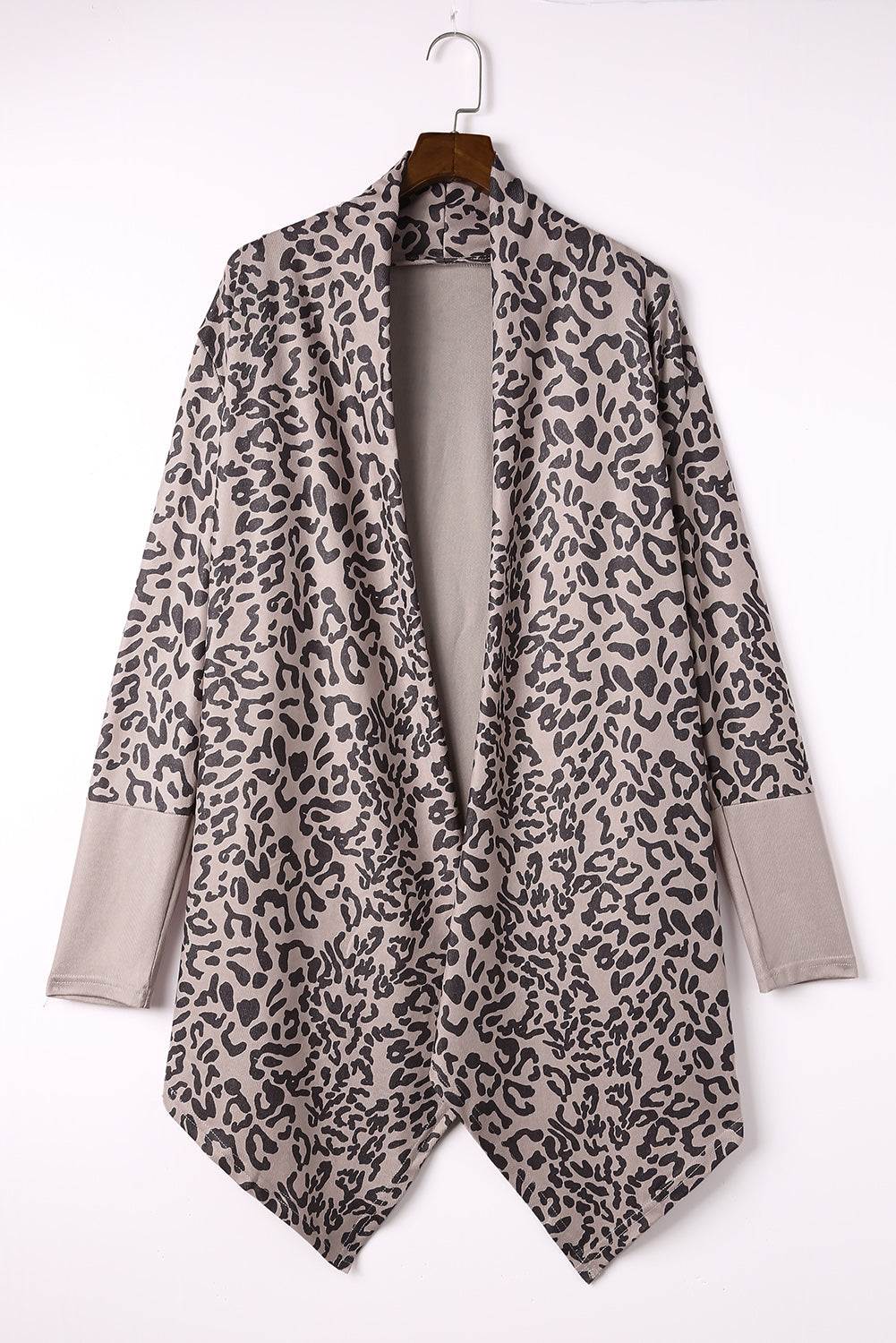 Leopard open front long sleeve cover-up