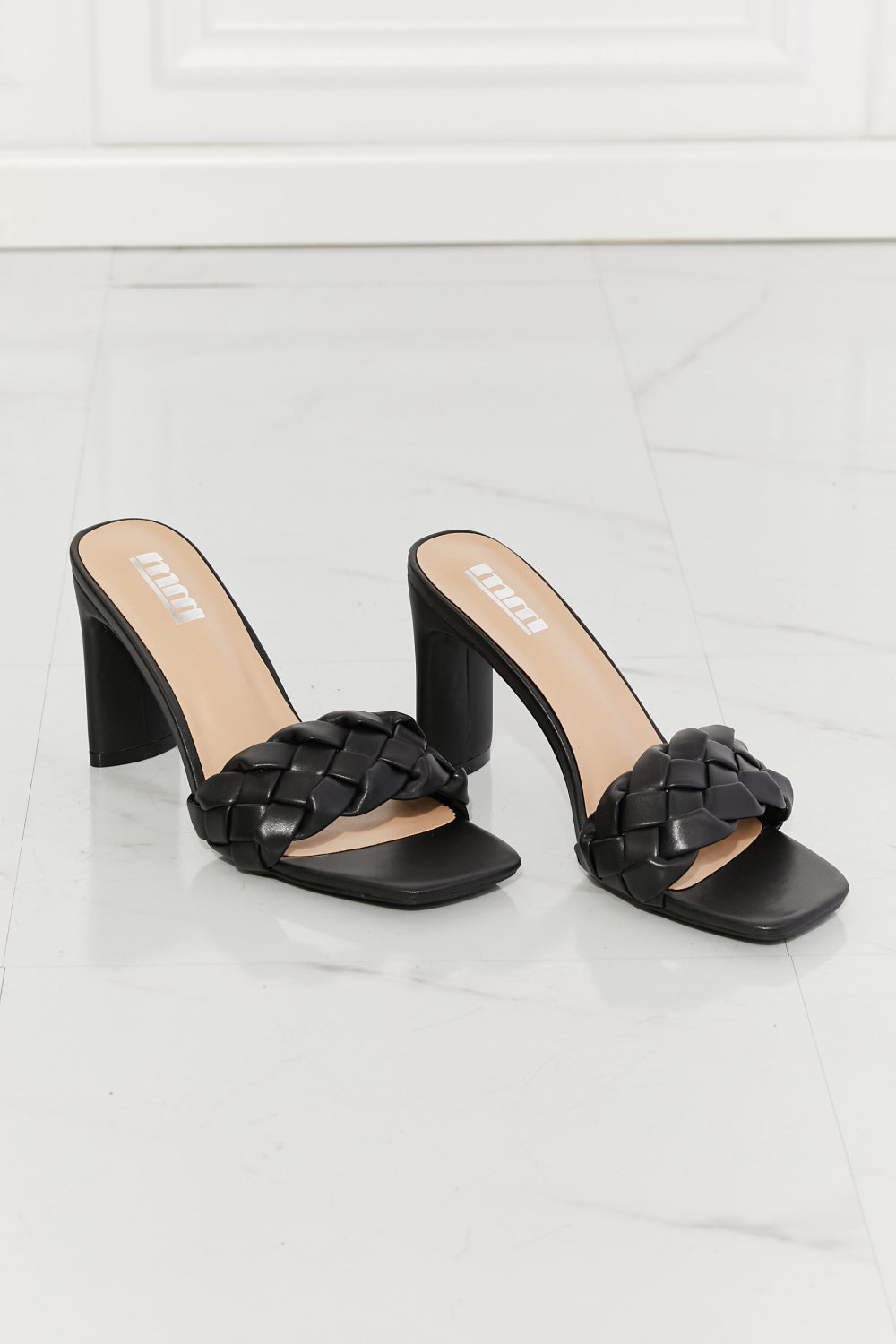 Mmshoes top of the world braided block heel sandals in black