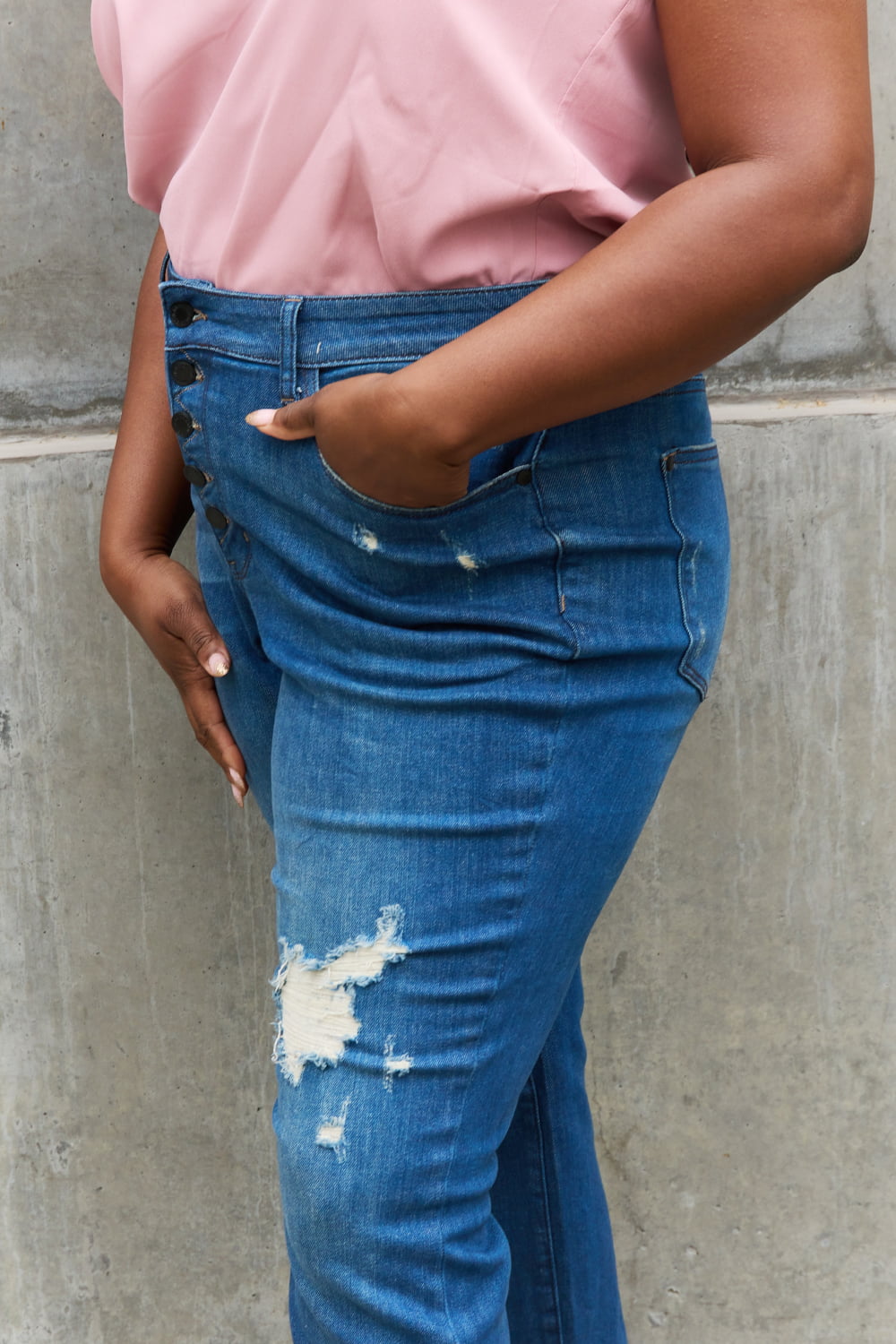 Judy blue melanie full size high waisted distressed boyfriend jeans