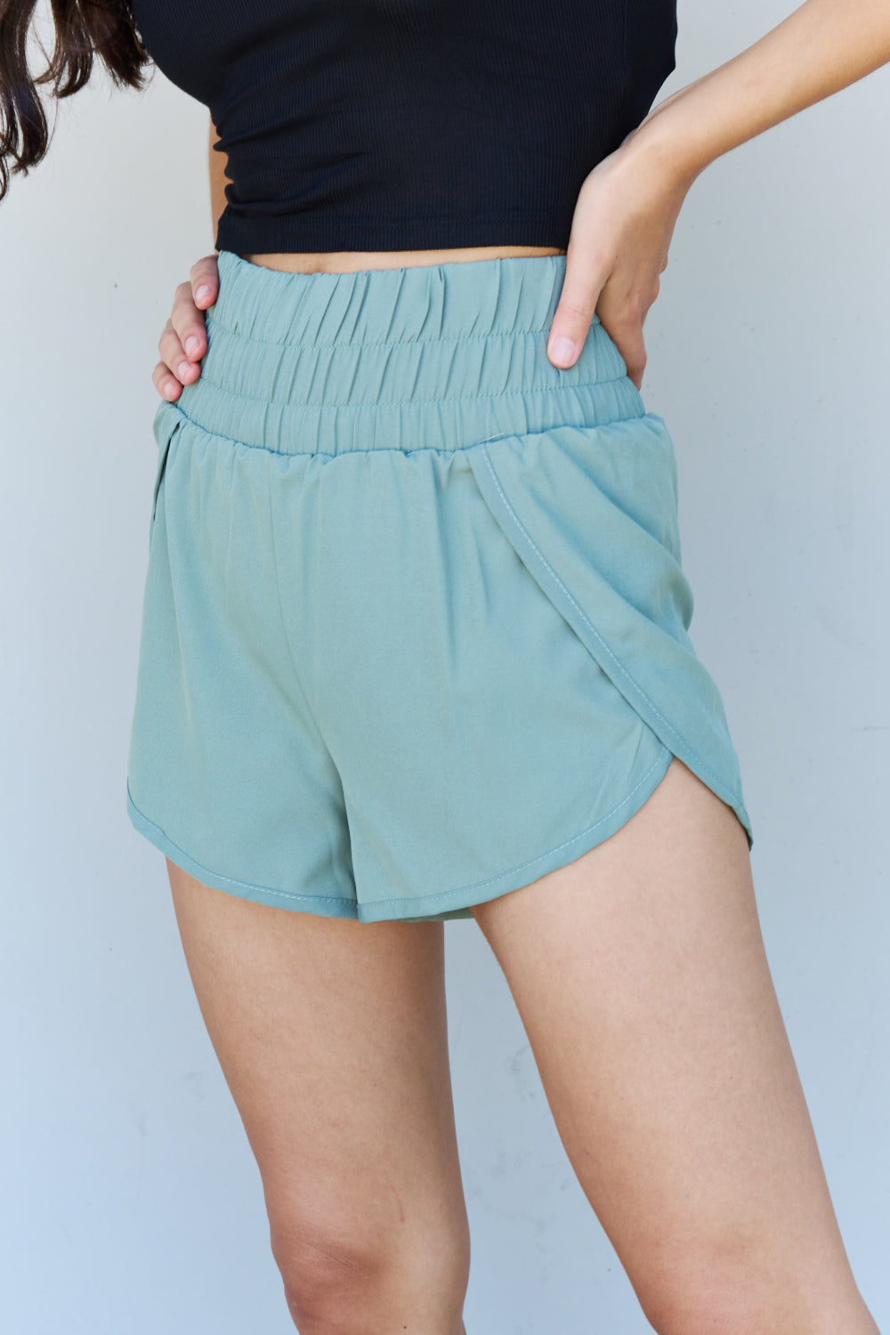 Ninexis stay active high waistband shorts in pastel blue