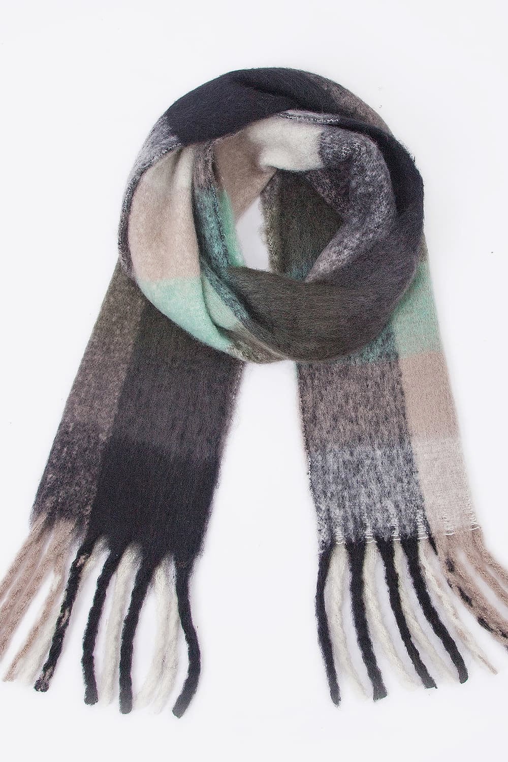 Fringe detail polyester scarf