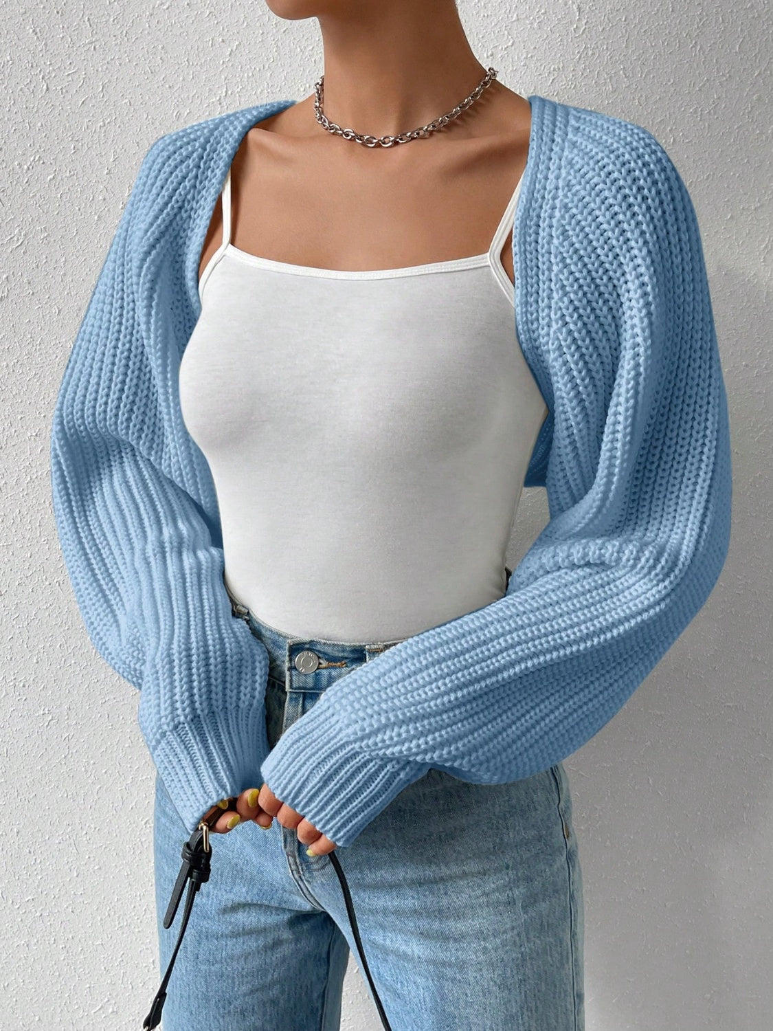 Honey open front long sleeve cropped cardigan