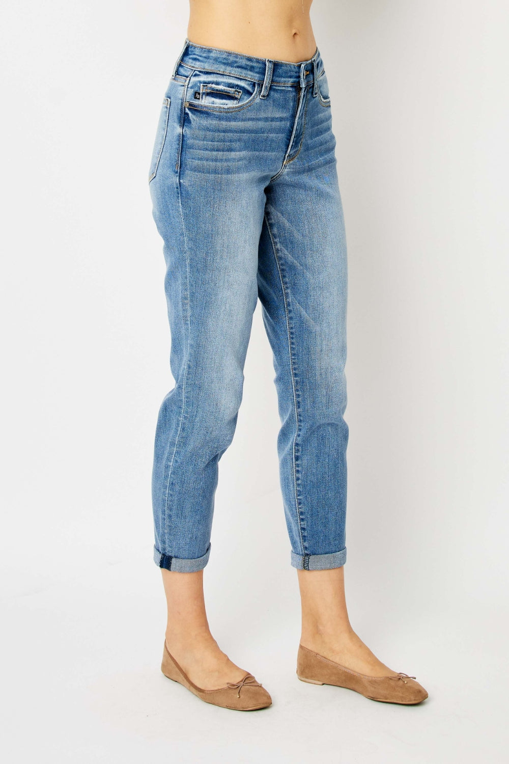 Judy blue full size cuffed hem slim jeans