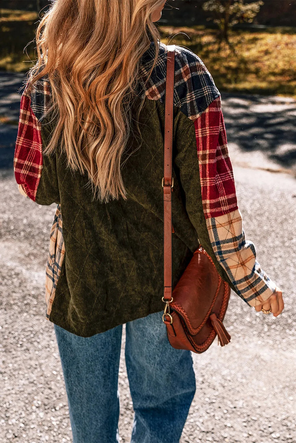 Plaid button up long sleeve jacket