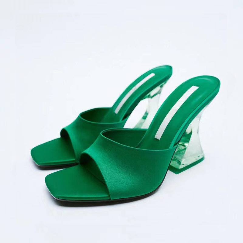 Open toe high heel sandals - dark green / 36(us5)