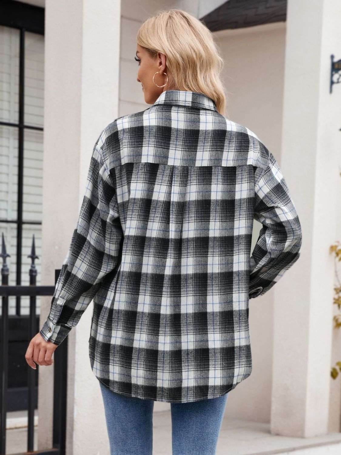 Mandy plaid collared neck long sleeve shirt