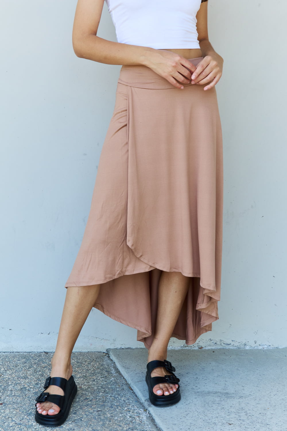 Ninexis first choice high waisted flare maxi skirt in camel - s