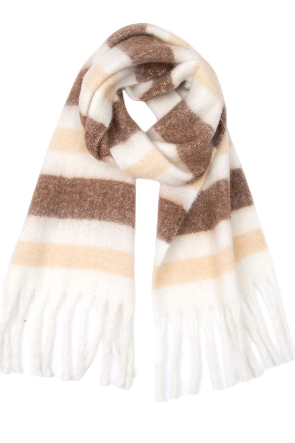 Fringe detail polyester scarf - style h / one size