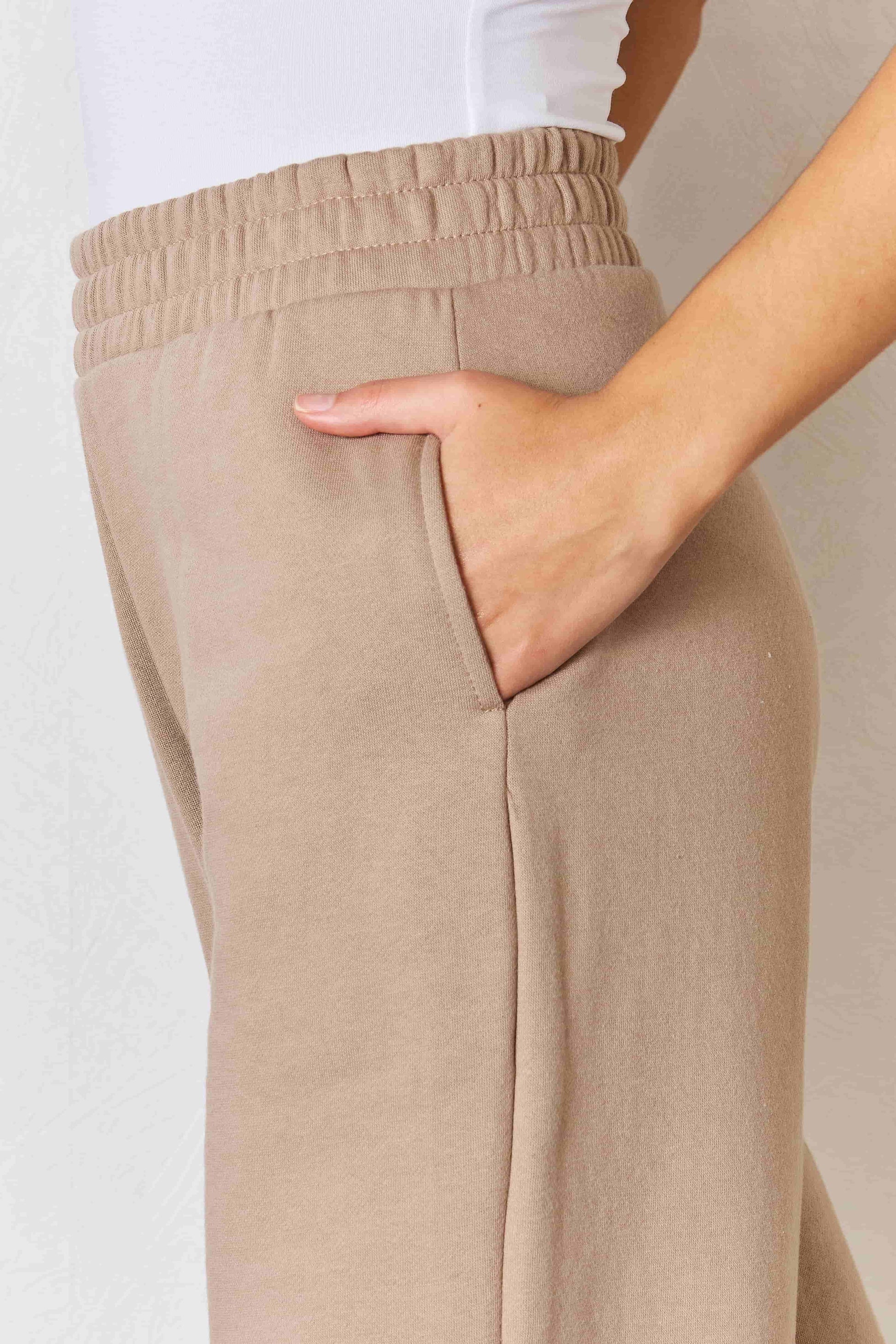 Risen wide waistband slit leg pants