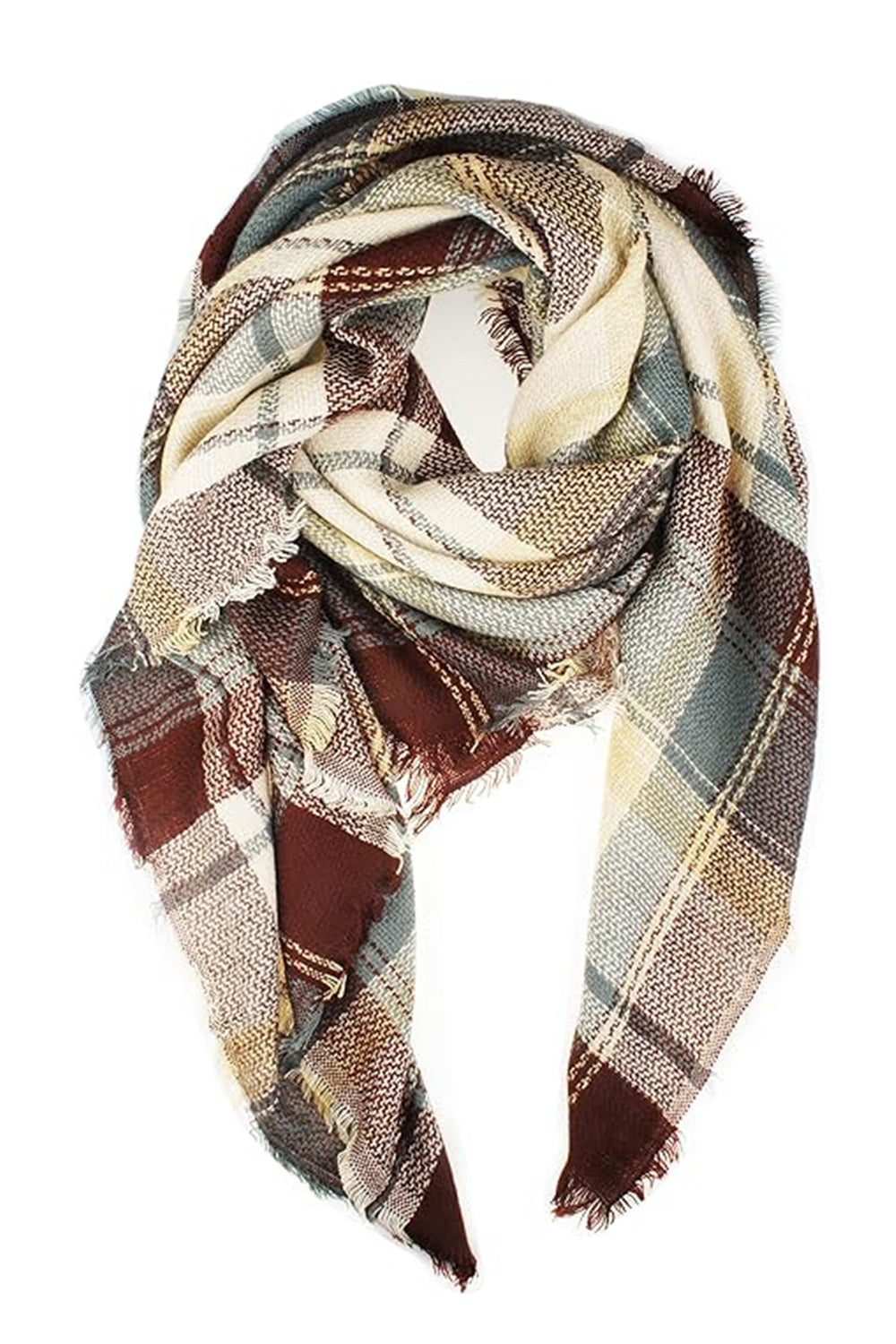 Faux cashmere plaid scarf - style f / one size