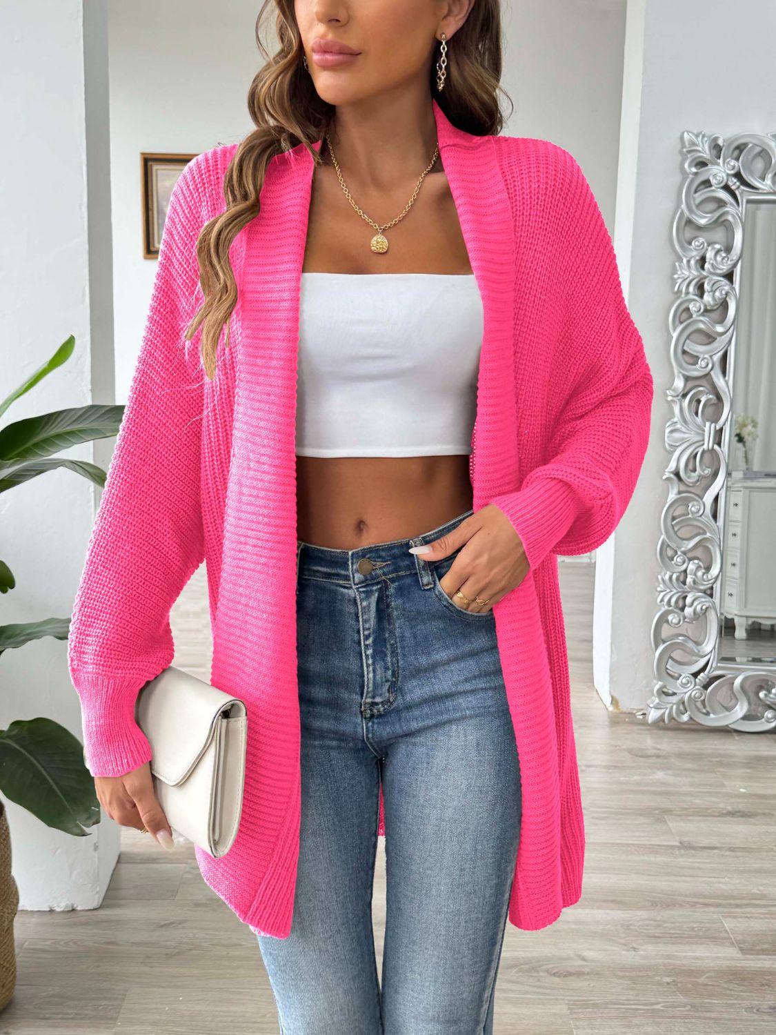 Open front long sleeve cardigan