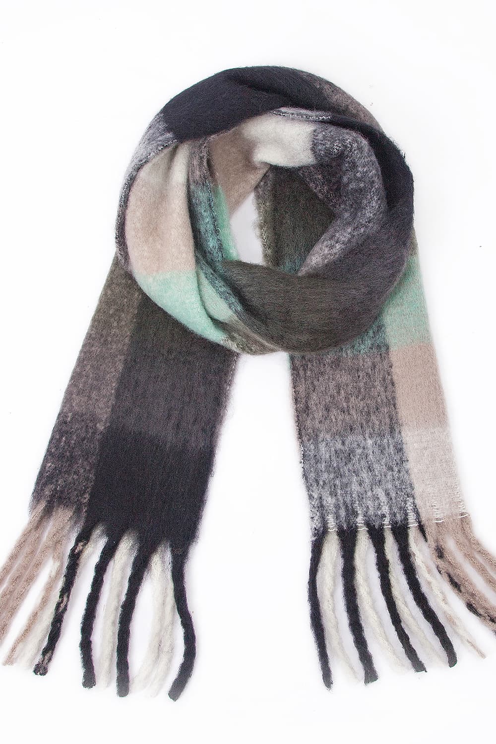 Fringe detail polyester scarf - style d / one size