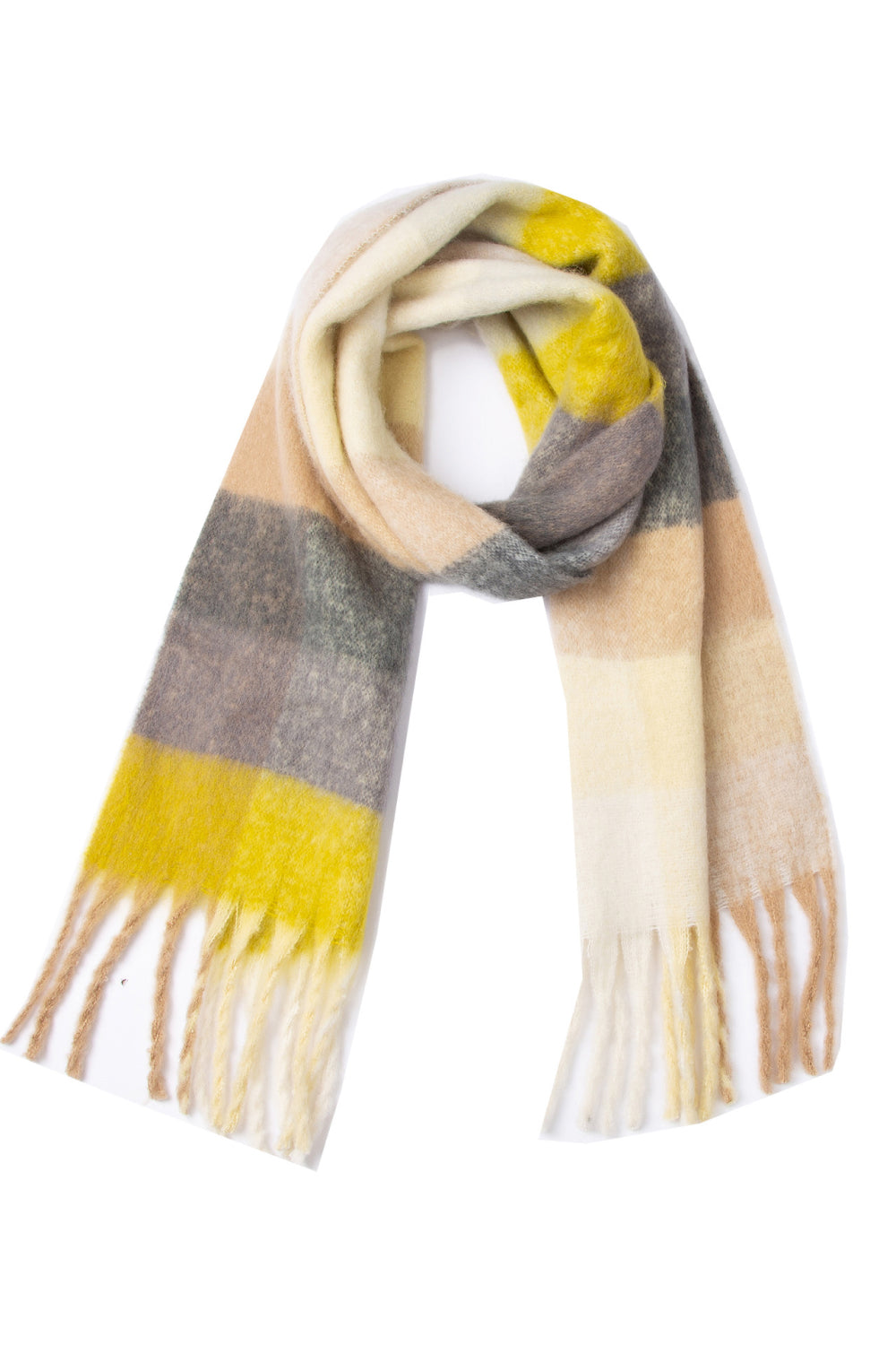 Fringe detail polyester scarf - style g / one size