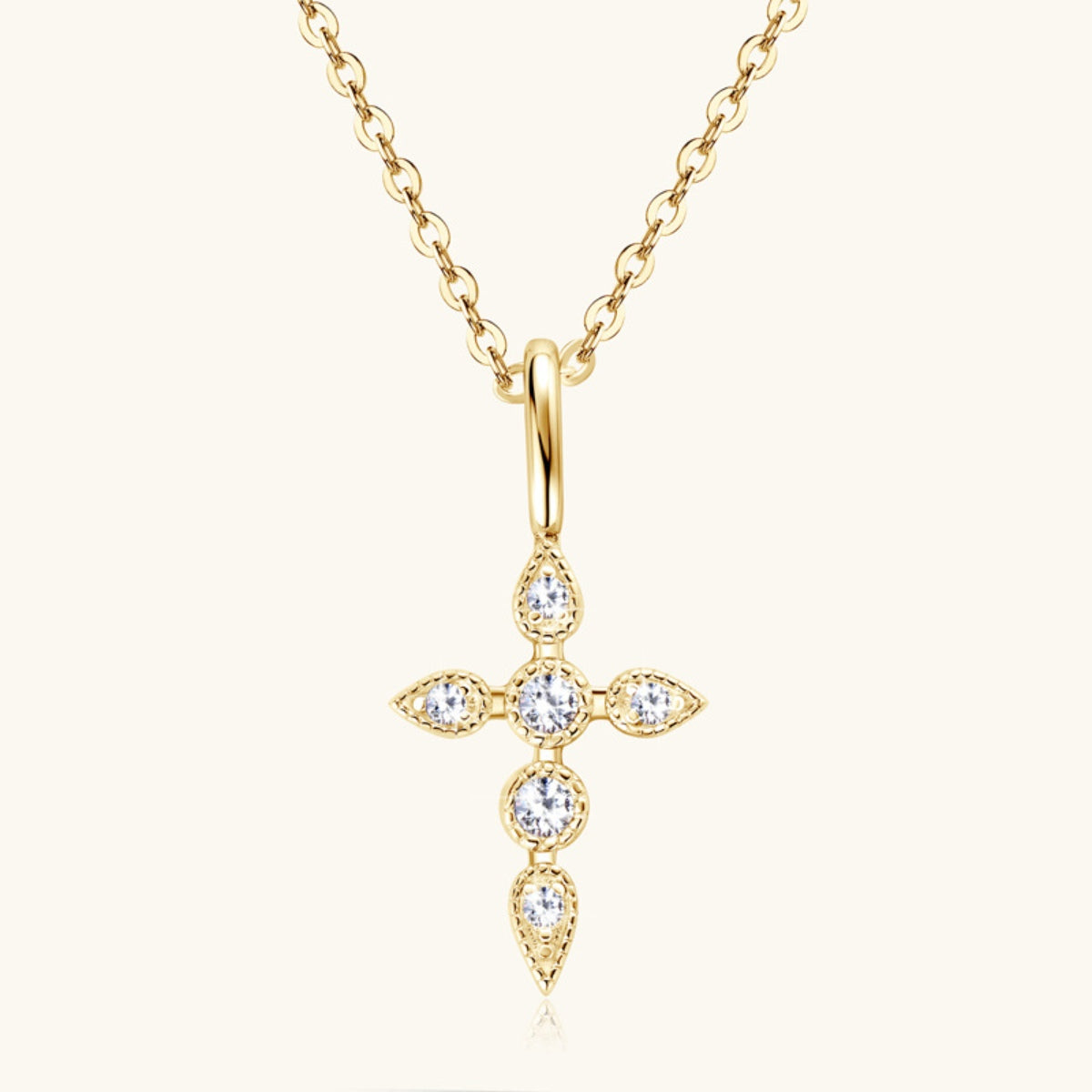 925 sterling silver moissanite cross pendant necklace - gold / one size