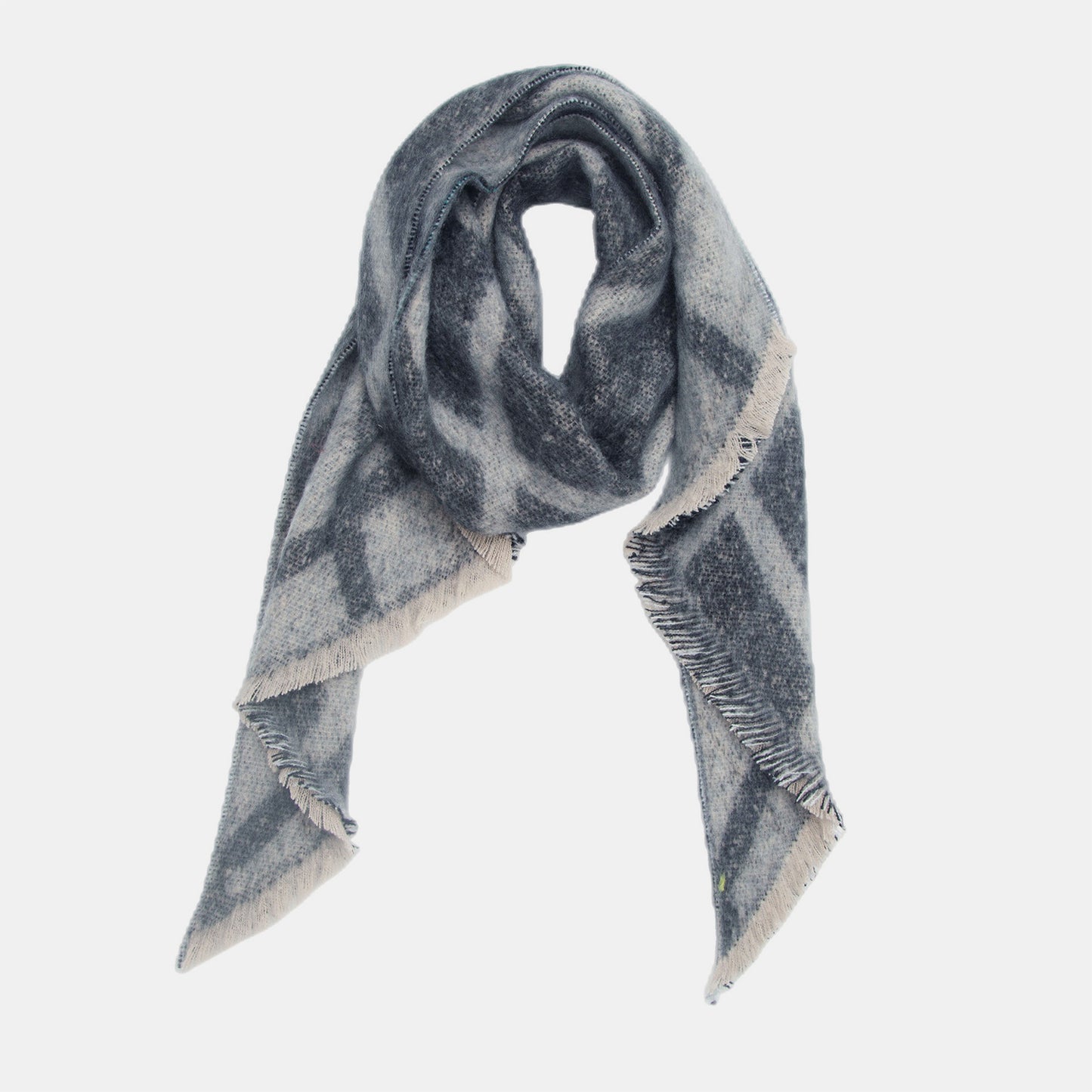 Raw hem polyester scarf - dark gray / one size