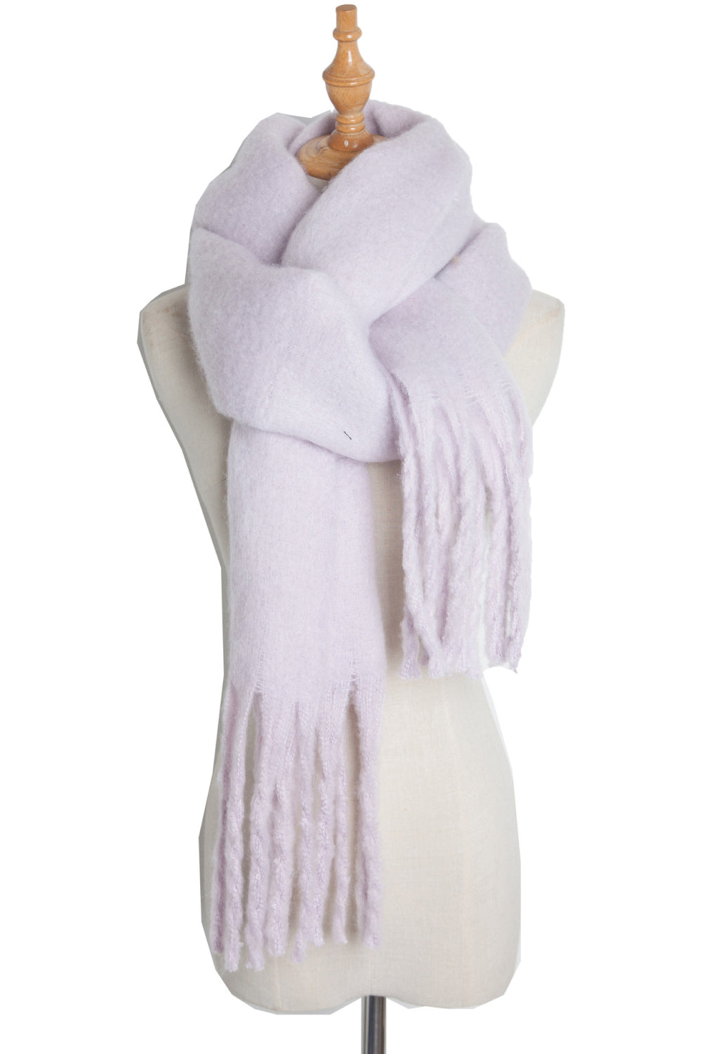 Fringe detail polyester scarf - lavender / one size