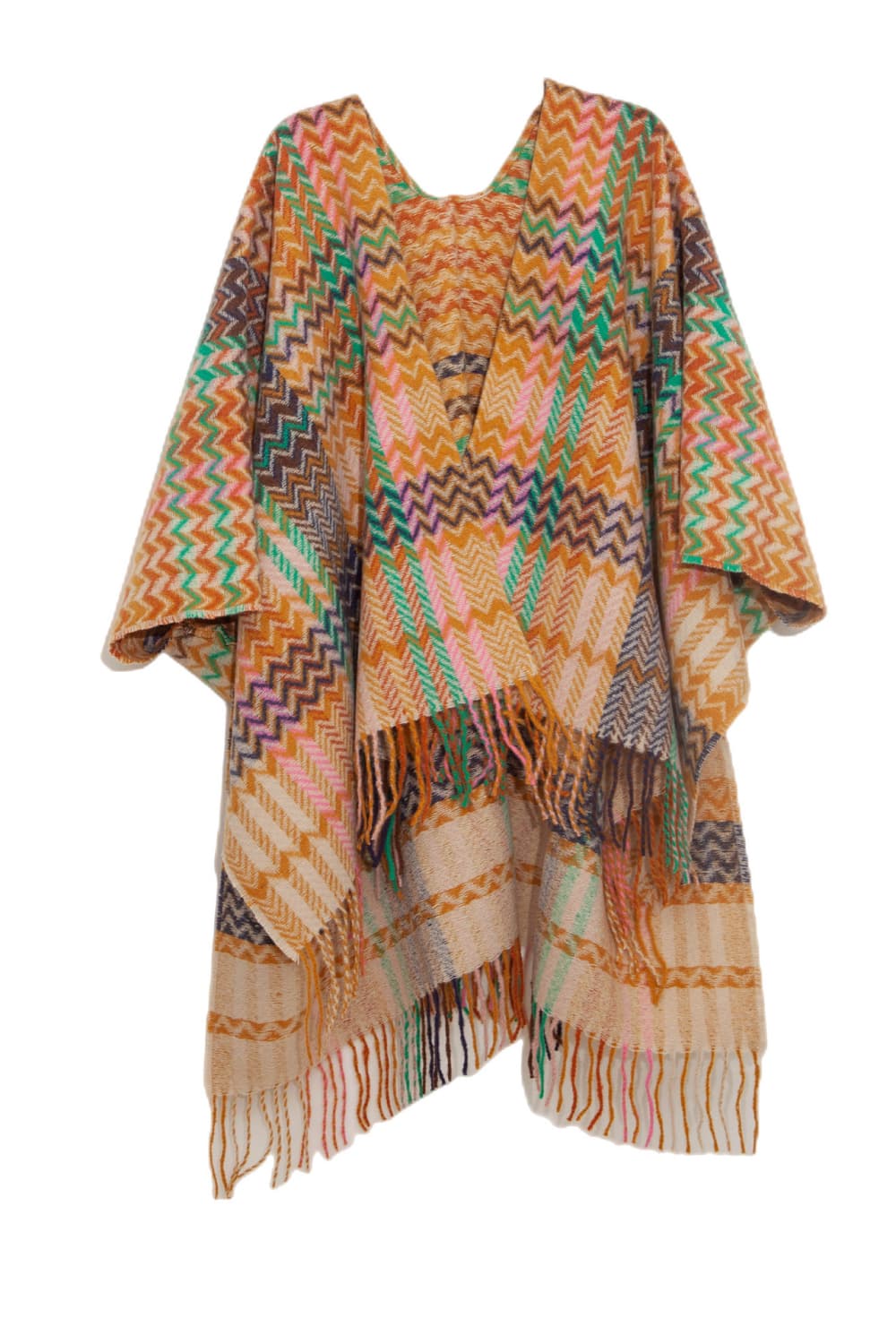 Plaid fringe detail scarf - tangerine / one size