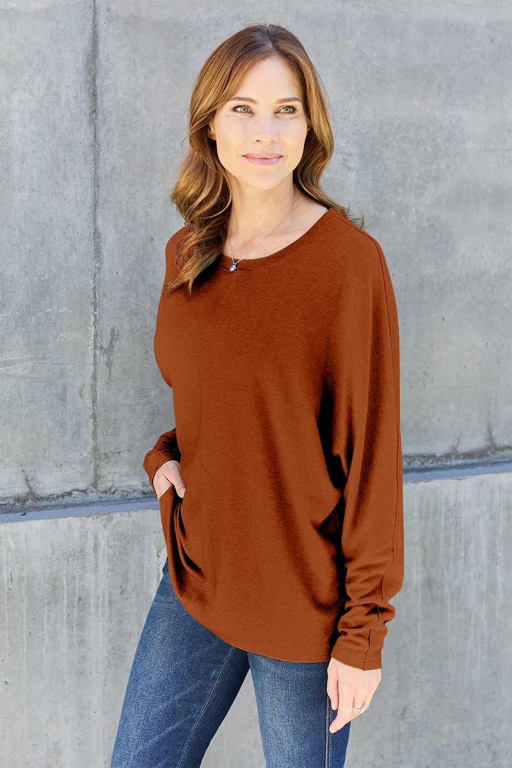 Double take full size round neck long sleeve t-shirt