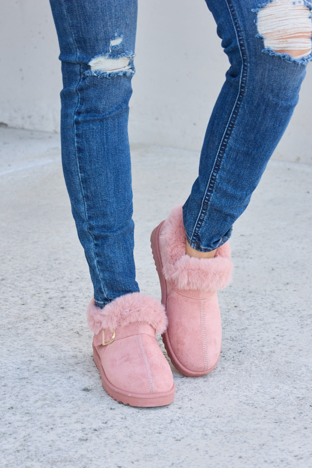 Forever link furry chunky thermal ankle boots