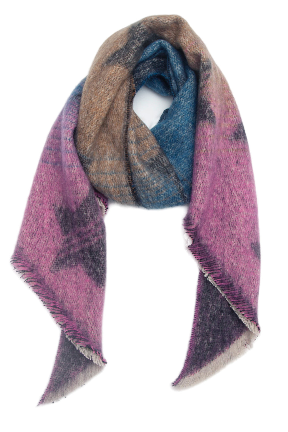 Raw hem polyester scarf - style h / one size