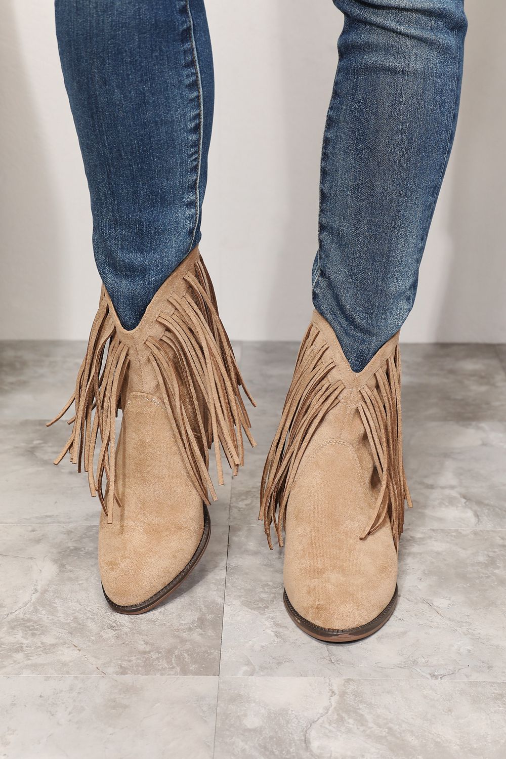 Legend women’s fringe cowboy western ankle boots - khaki / 6