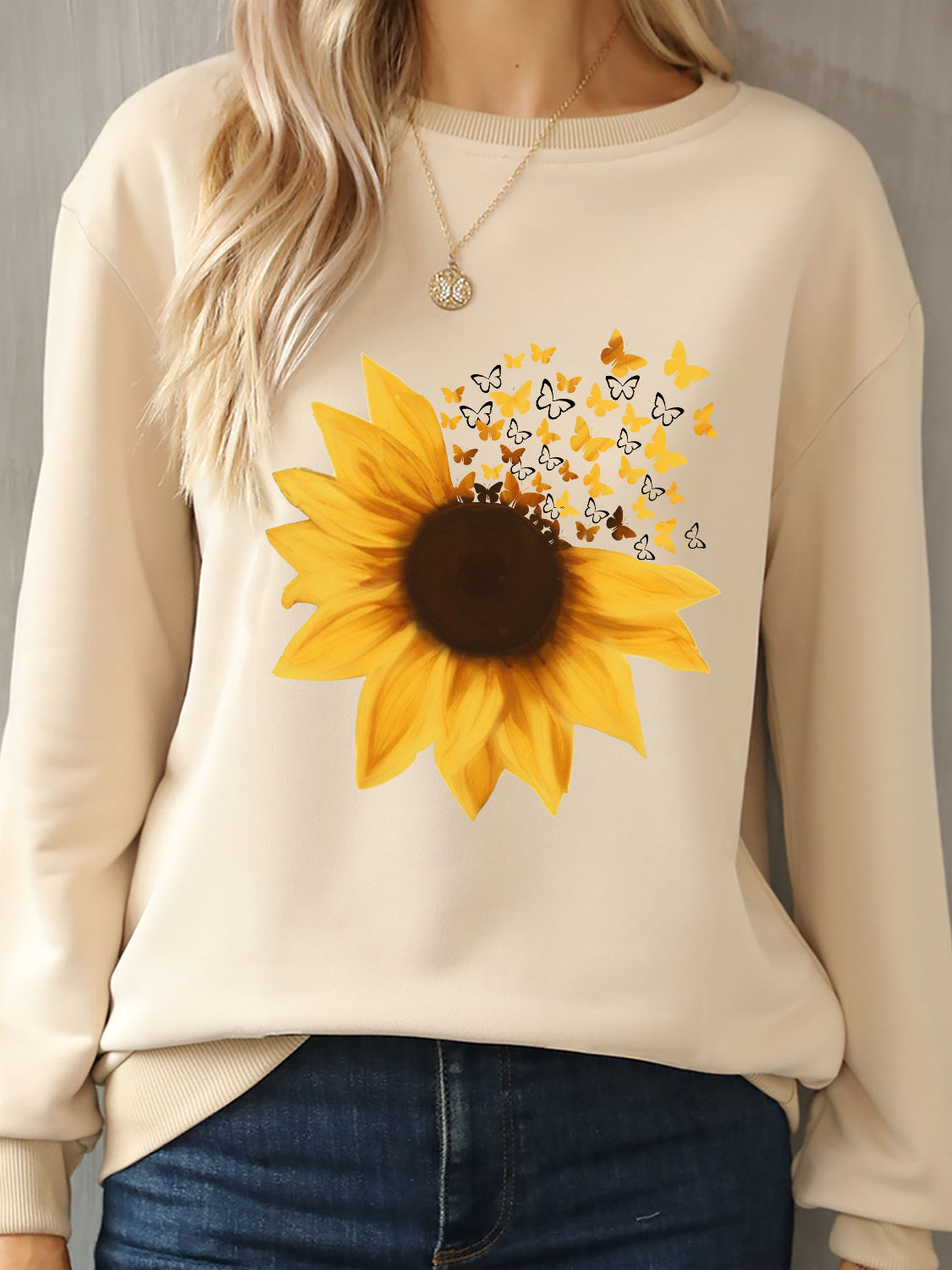 Sunflower round neck dropped shoulder sweatshirt - tan / s