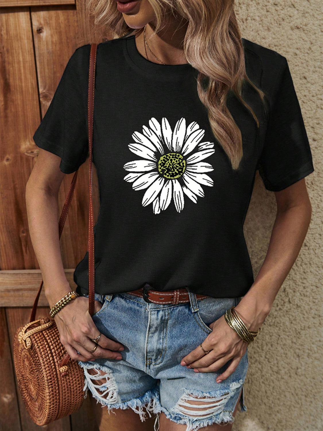 Sunflower graphic round neck t-shirt