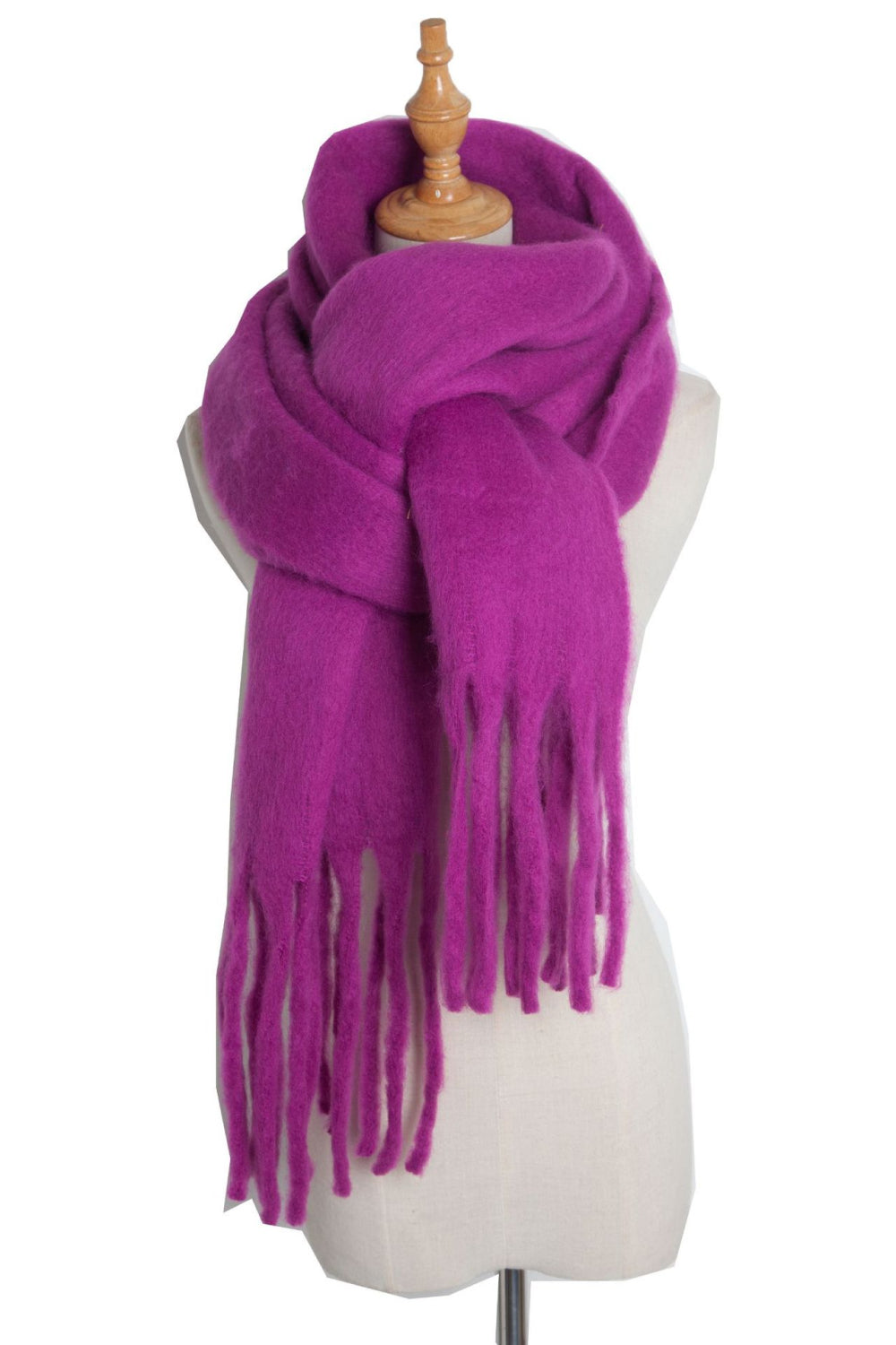 Fringe detail polyester scarf - deep purple / one size