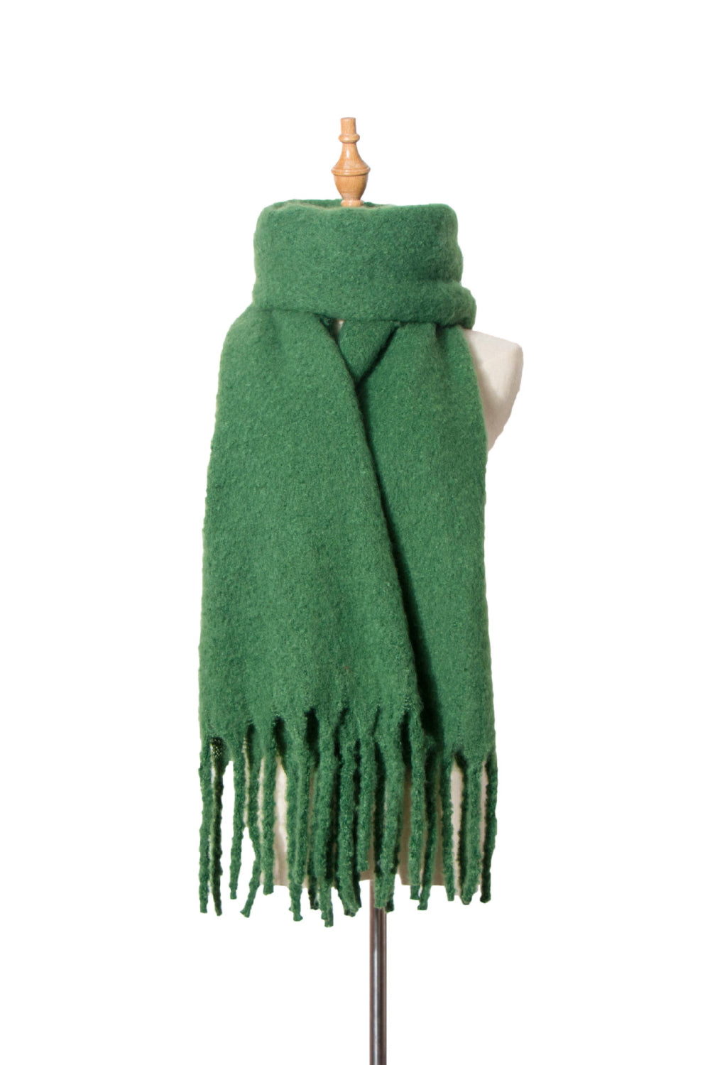 Fringe detail polyester scarf