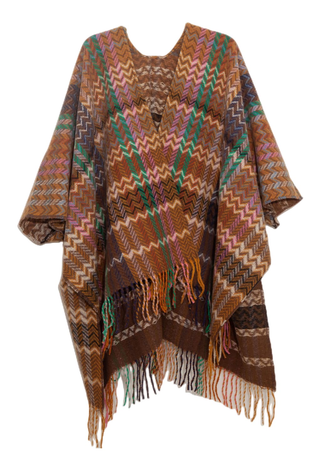 Plaid fringe detail scarf - camel / one size