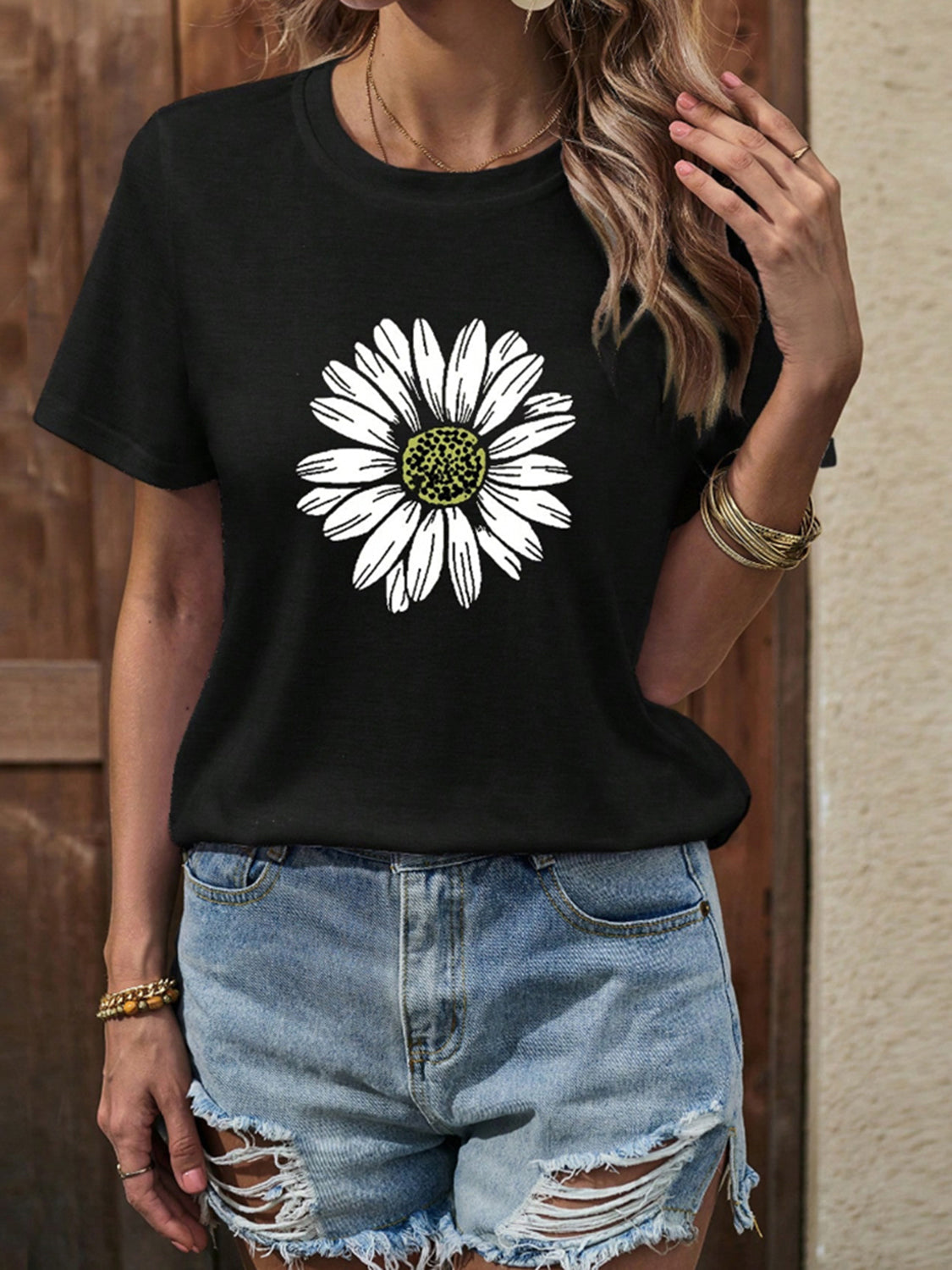 Sunflower graphic round neck t-shirt