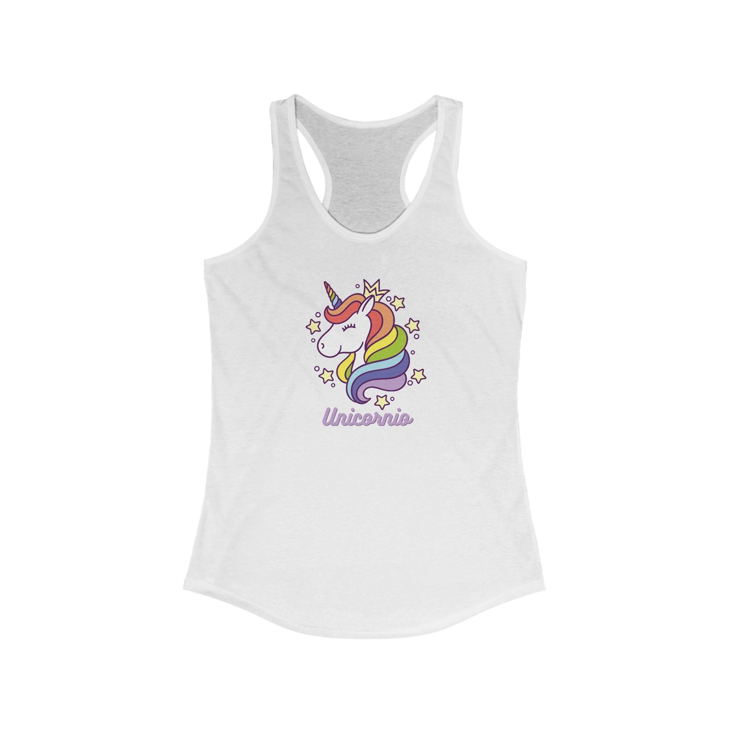 Kay chimba unicornio women’s ideal racerback tank - s / solid white - top