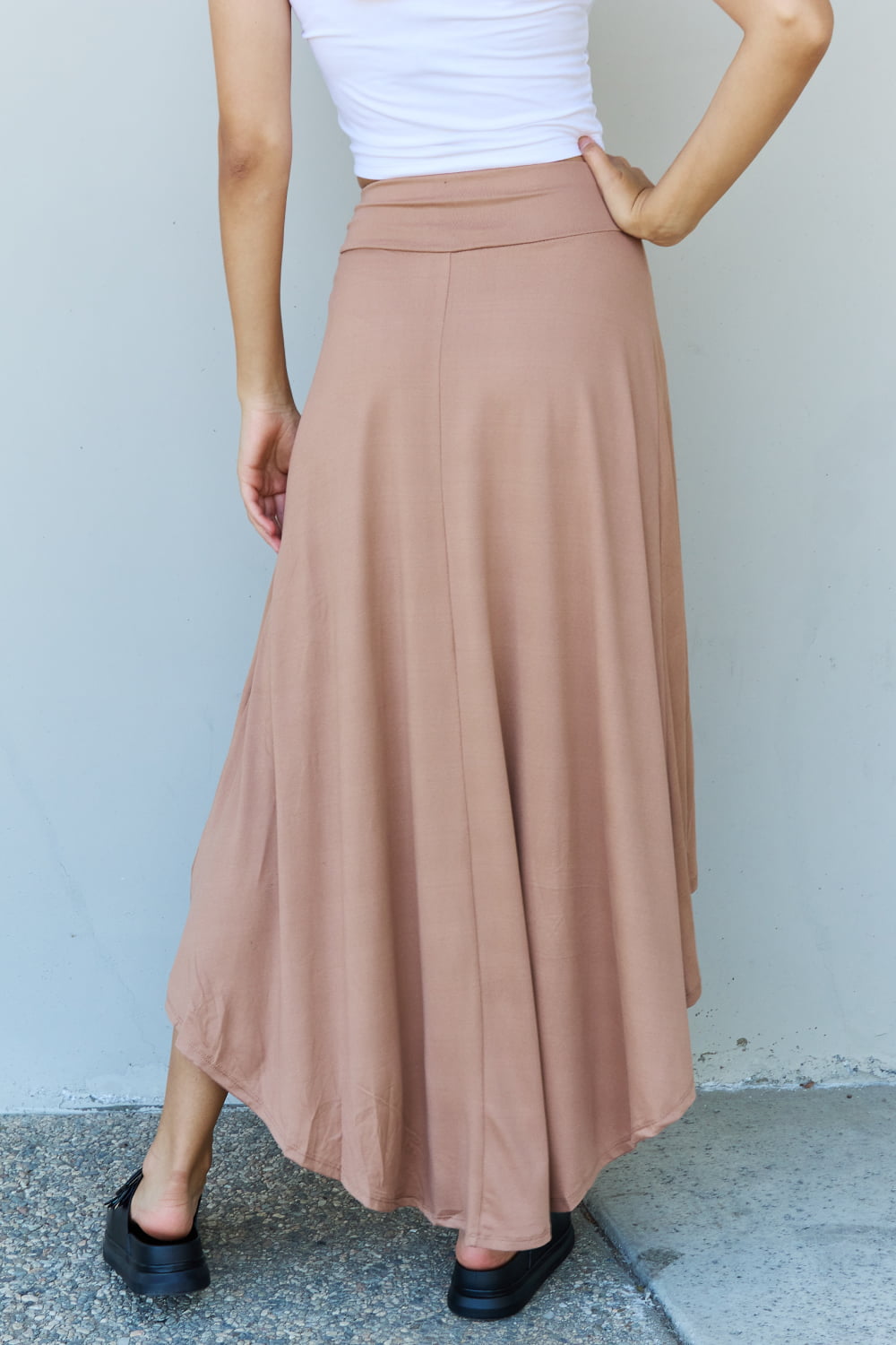 Ninexis first choice high waisted flare maxi skirt in camel