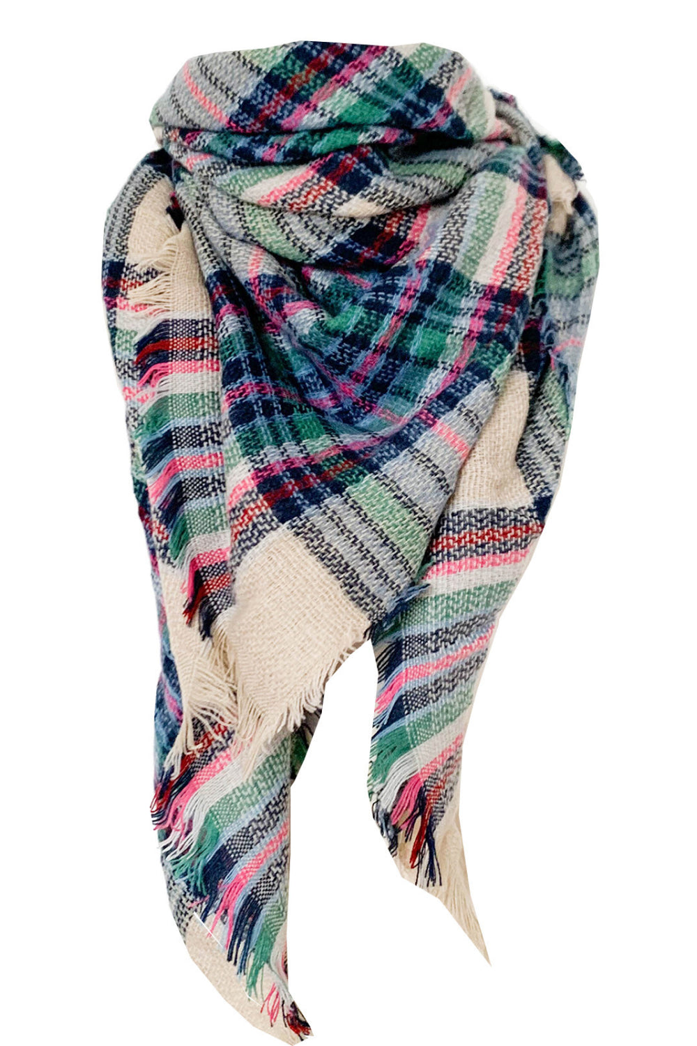 Faux cashmere plaid scarf - style g / one size