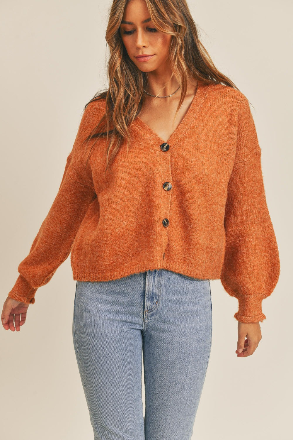 Mable long sleeve button down sweater cardigan