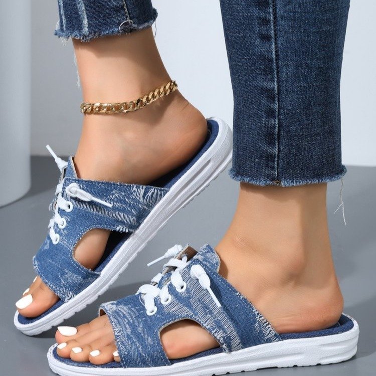 Open toe lace up sandals