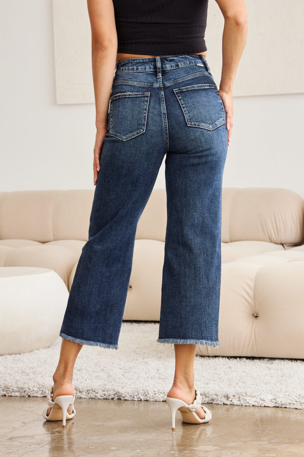 Rfm full size tummy control high waist raw hem jeans