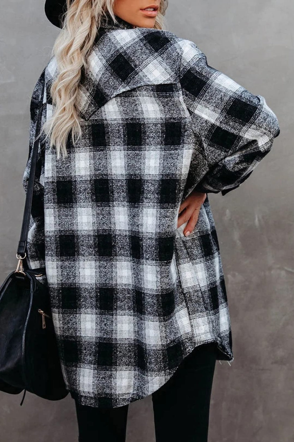 Full size plaid collared neck long sleeve shirt