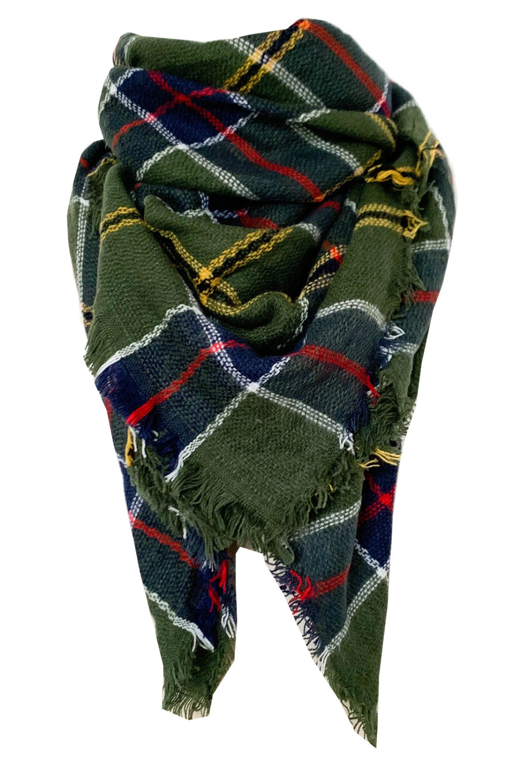 Faux cashmere plaid scarf - style i / one size