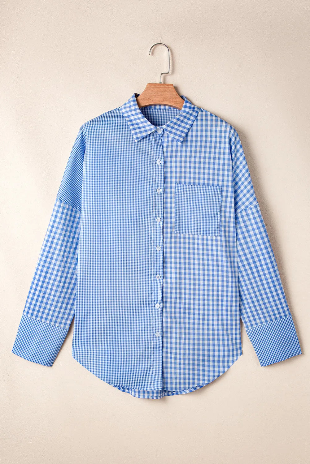 Pocketed plaid collared neck long sleeve shirt