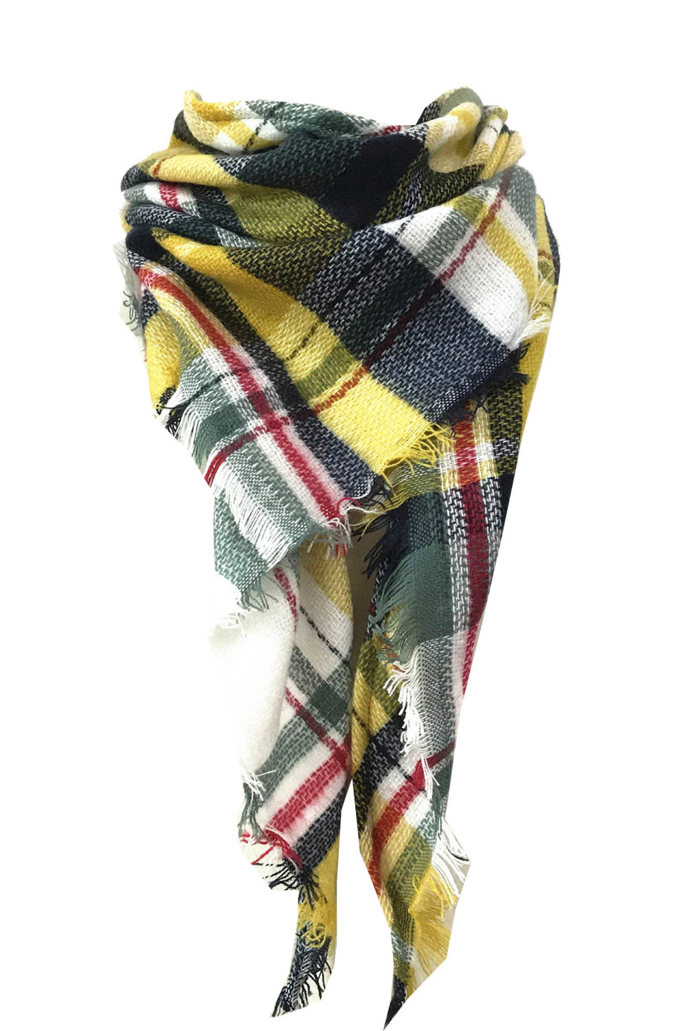 Faux cashmere plaid scarf - style d / one size