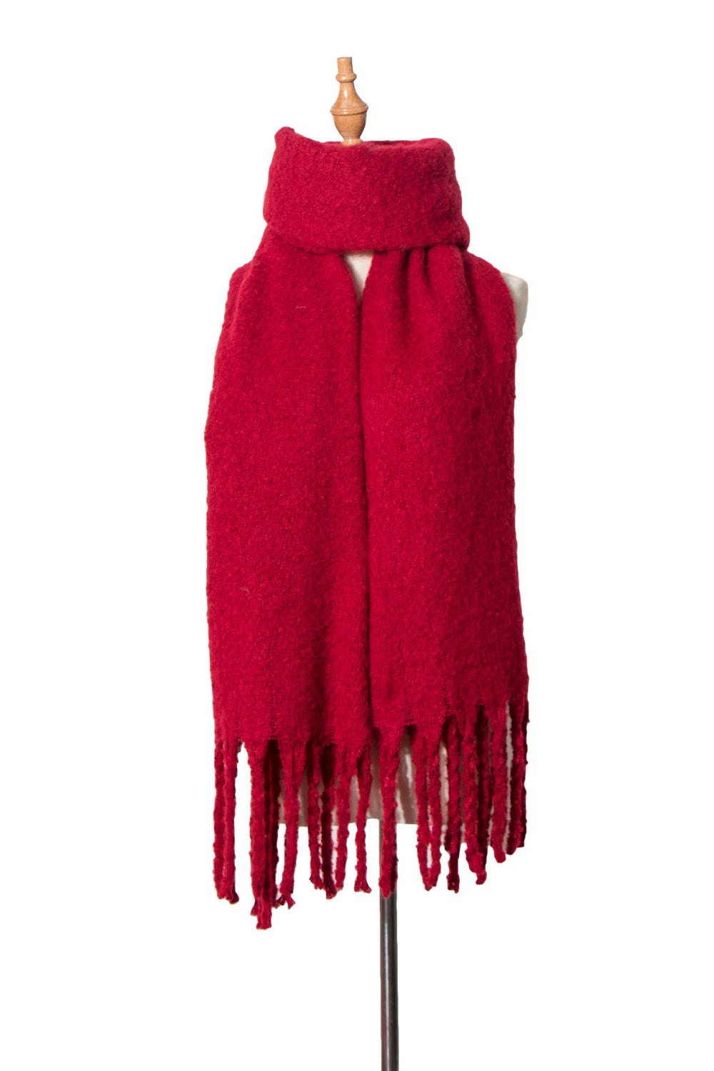 Fringe detail polyester scarf