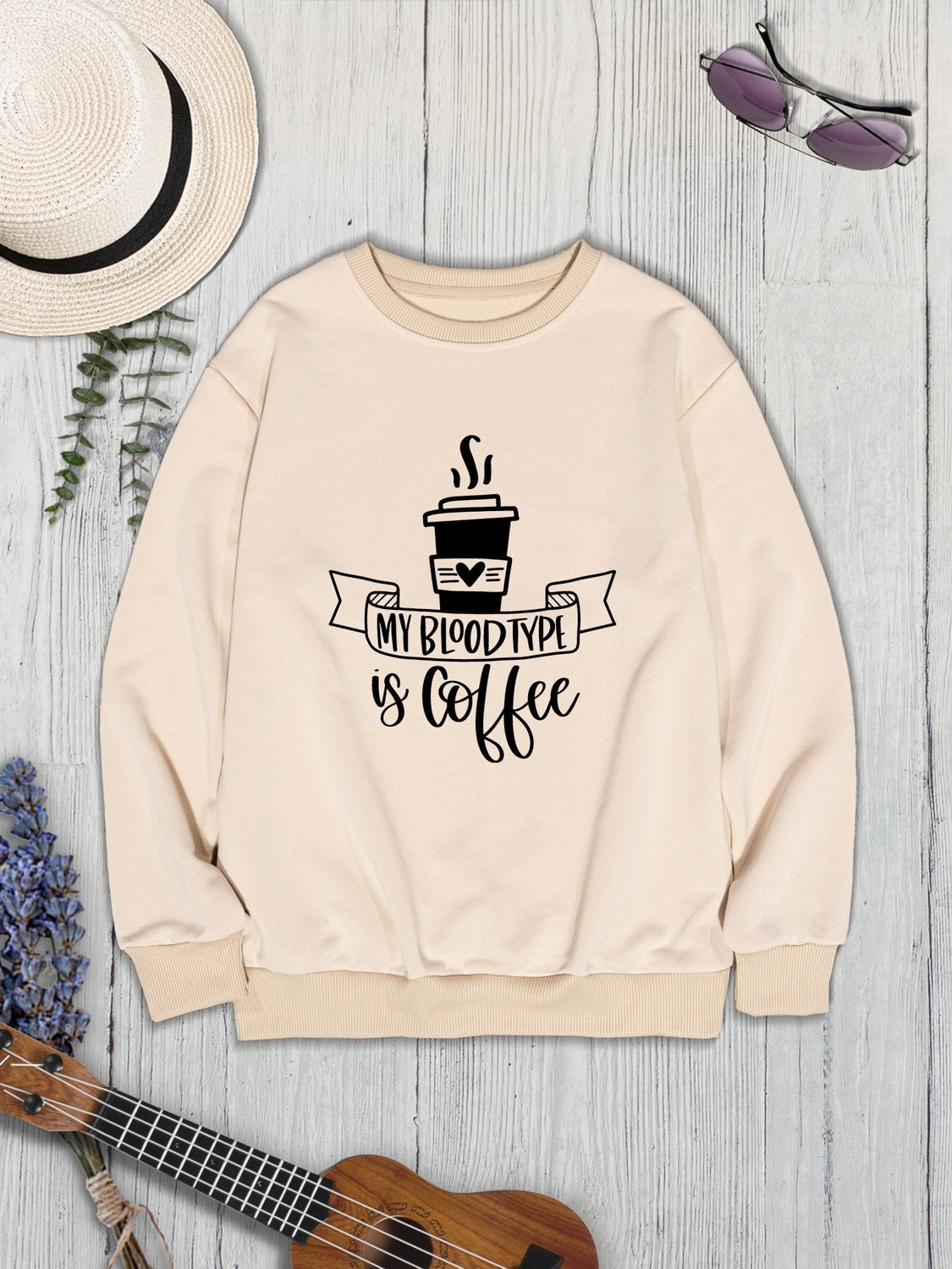 My bloodtype is coffee round neck sweatshirt